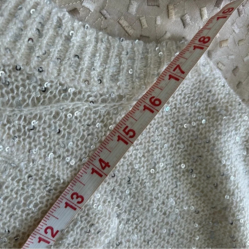 NWT ATM Anthony Thomas Mellino Beige Sequin Sweater Vest Sz Xs ($295) chalk - Picture 8 of 8